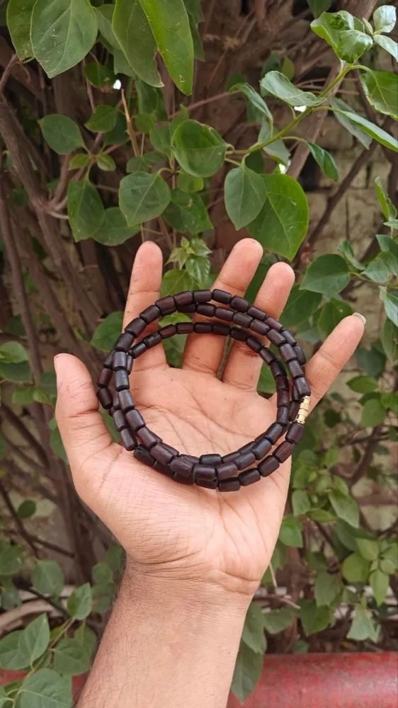 Black Long Beads 2 round Premium Tulsi Kanthi Mala