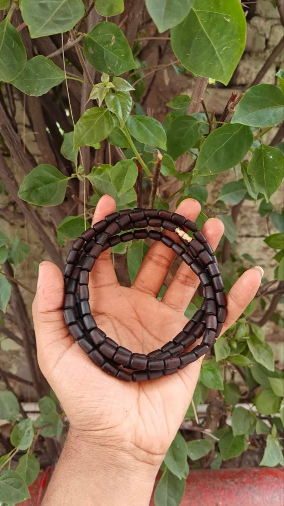 3 Round Black Long Beads Tulsi Kanthi Mala