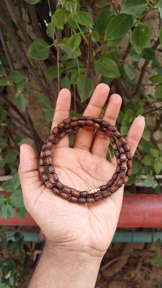 2 Round Brown Tulsi Kanthi Mala (long beads)