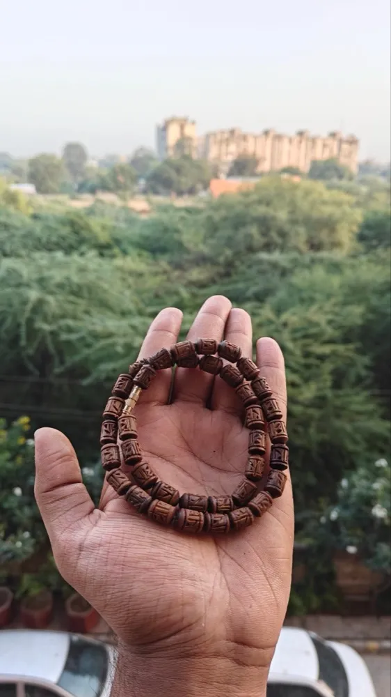 Light brown Handcrafted Radha name beads tulsi kanthi mala 1 round
