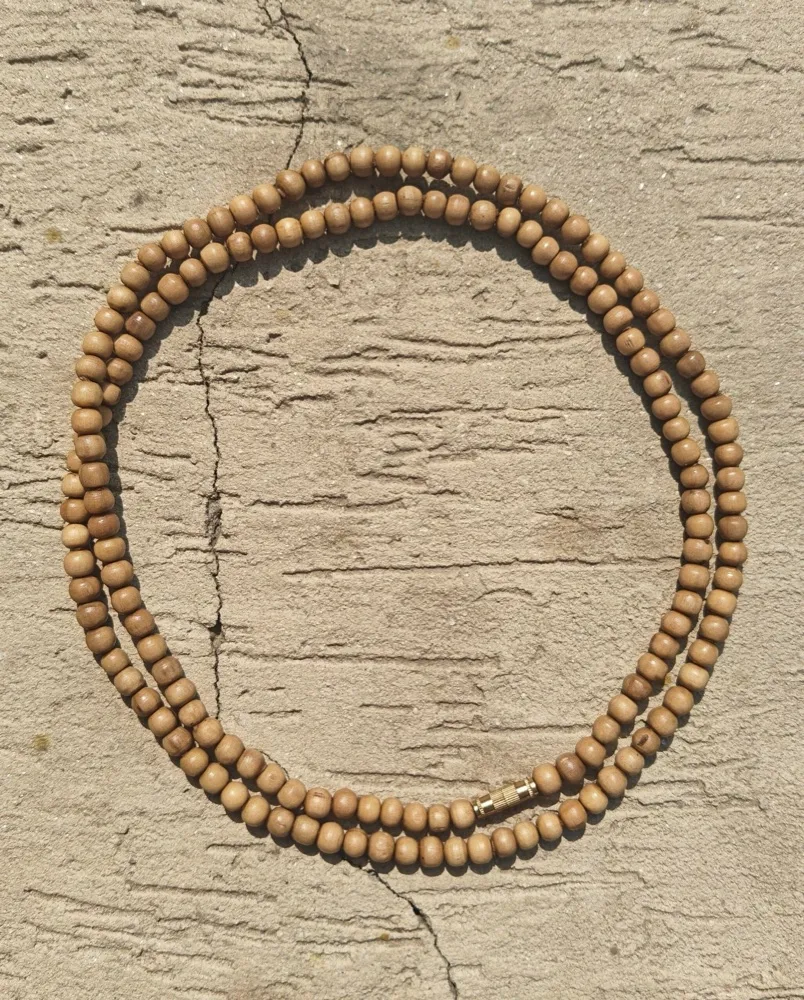 Light brown gol daana Tulsi kanthi mala 2 round