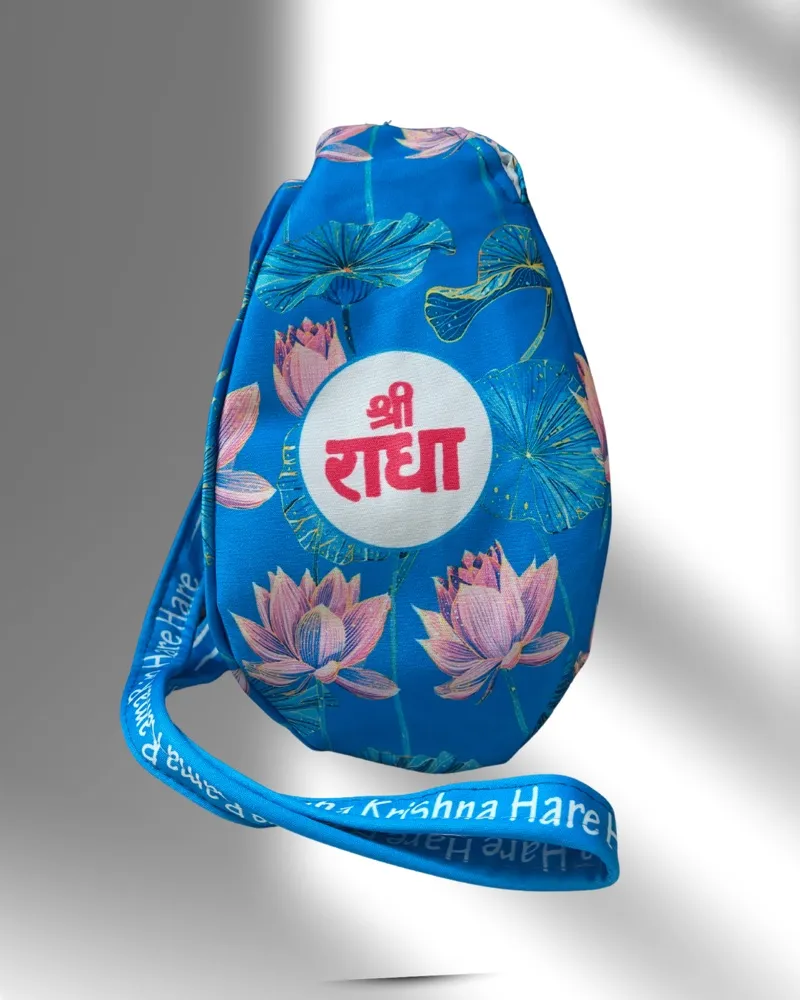 Shree Radha Floral Style blue Japa Bag