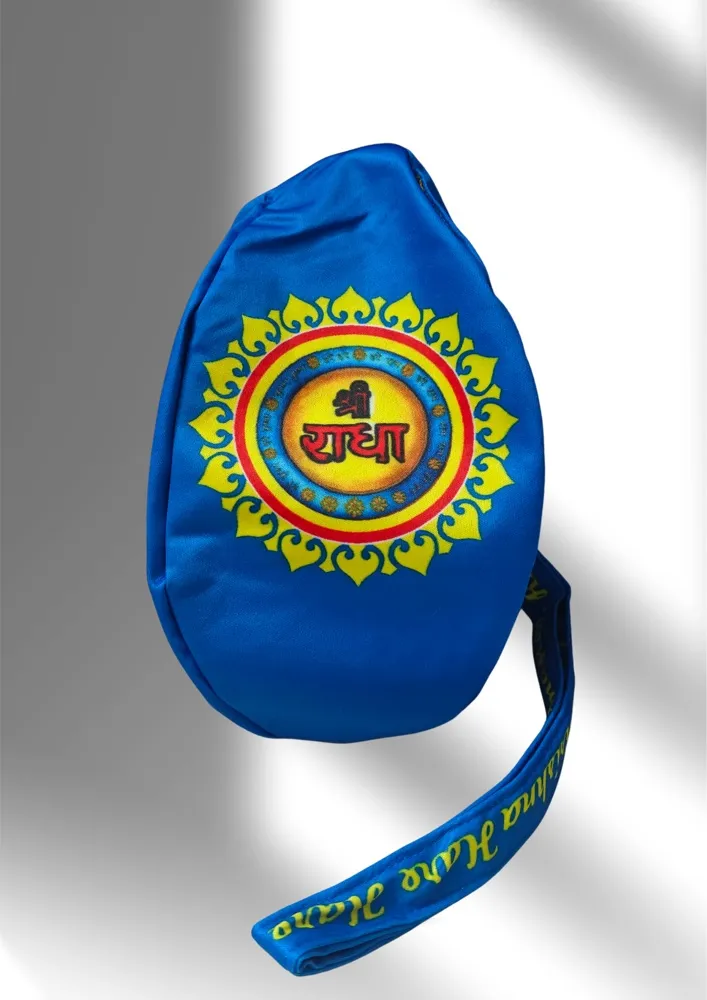 Shree Radha Blue Multi Print Japa Bag