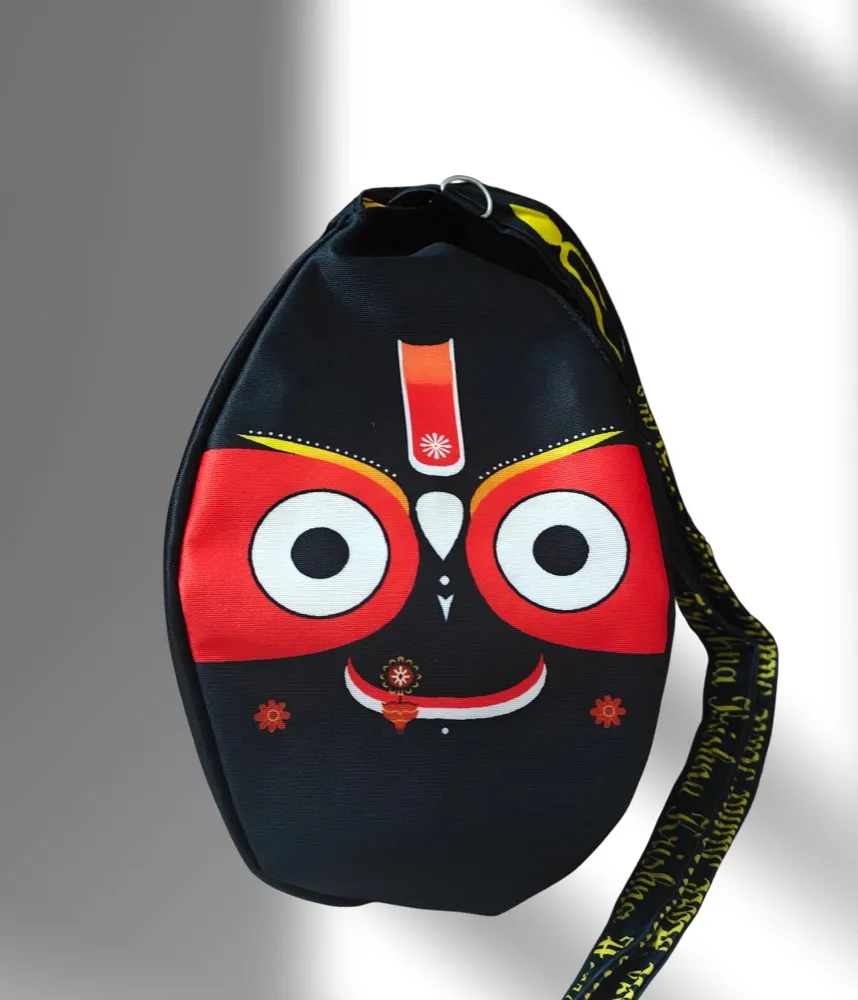 Jagannath Ji Black Multi Print Japa Bag